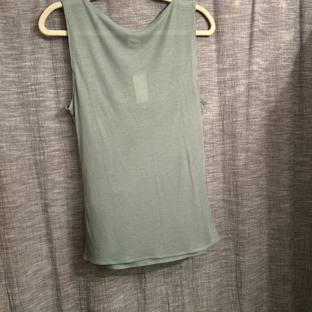 Abercrombie & Fitch NWT Sheer Rib Layered Slash Top Sage